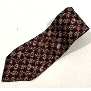 VTG Tommy Hilfiger REPP Necktie Silk Foulard Medallion Made in USA 59"x4" Tie
